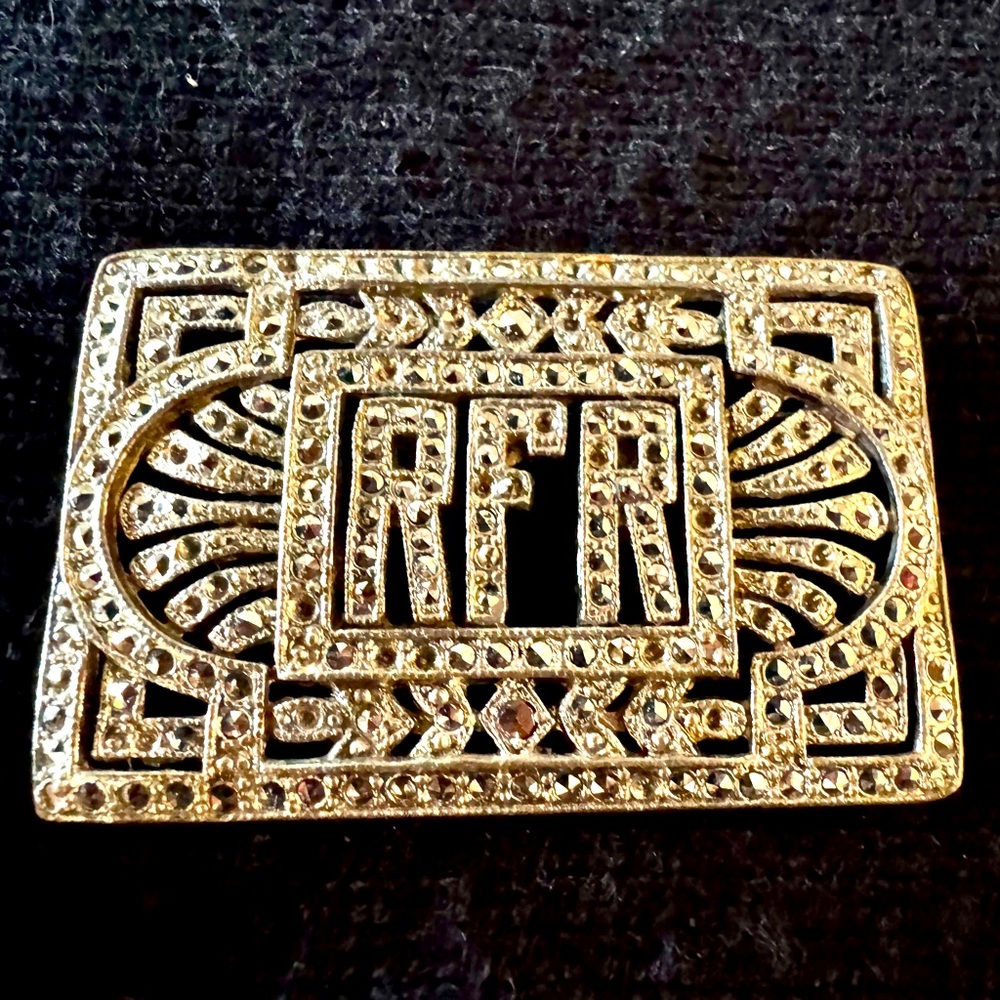 VINTAGE MARCASITE “RFR” MONOGRAM PIN, MINT CONDITION